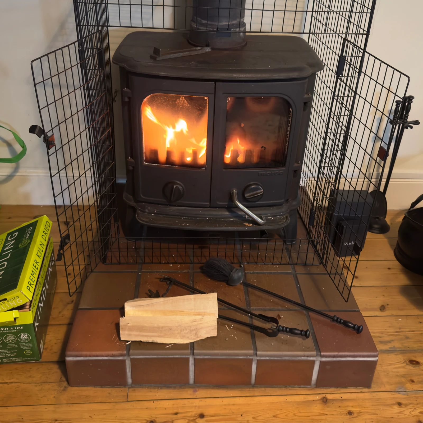 Back to a roaring fire.